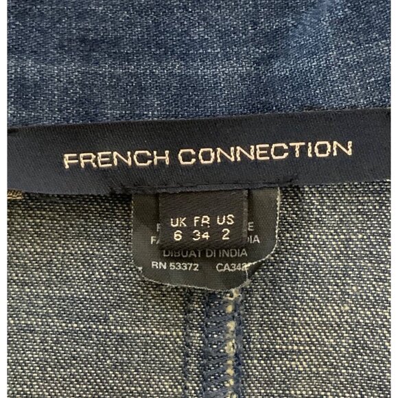 French Connection Denim Short Sleeve Button Front Dress Size 2 Babydoll A-Line - Picture 5 of 8